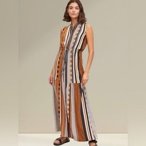 Maeve by Anthropologie Alondra Sleeveless Maxi Dress in a Brown Multi Print